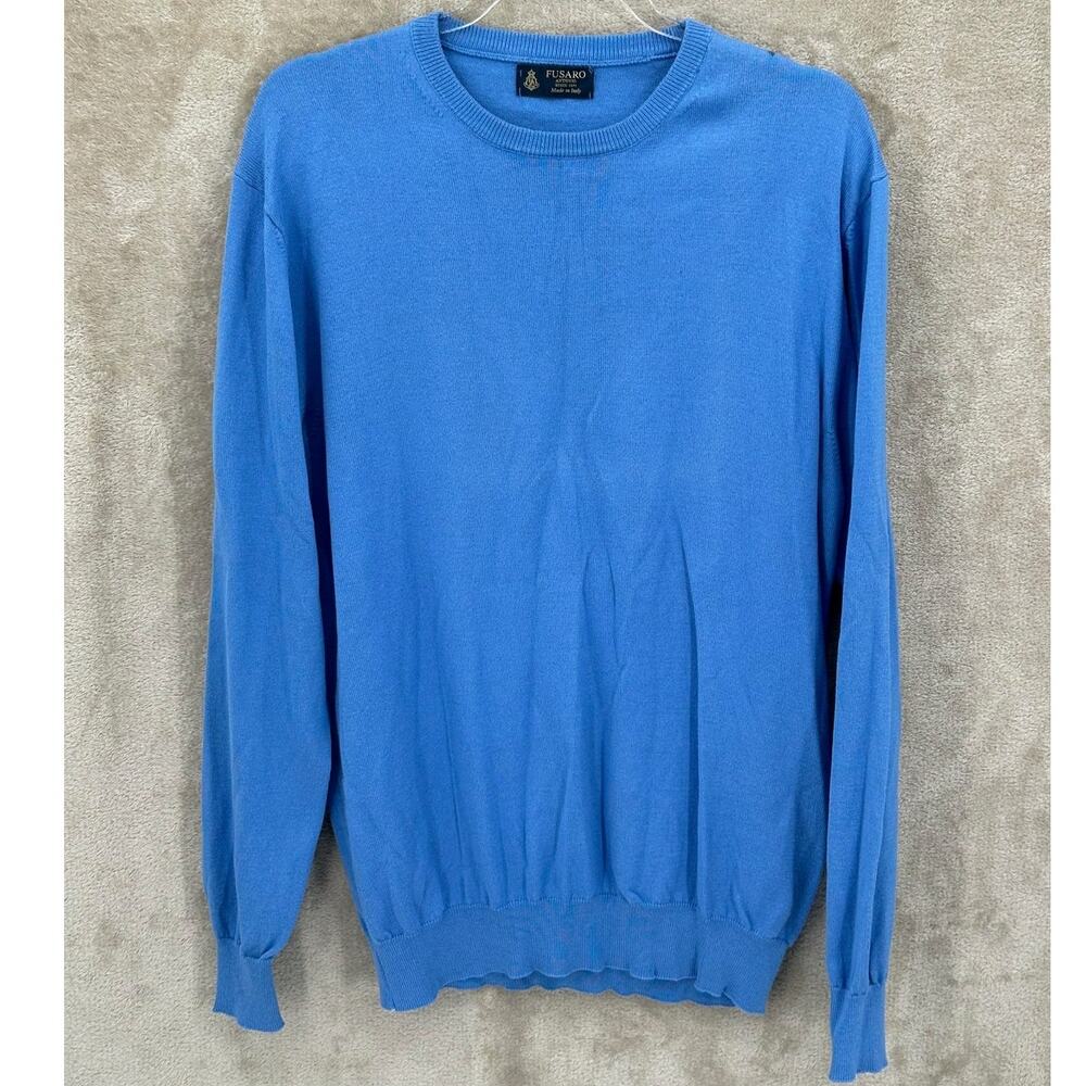 Fusaro Antonio Sweater Mens‎ US Large Blue Cotton Classic Italian Preppy Casual
